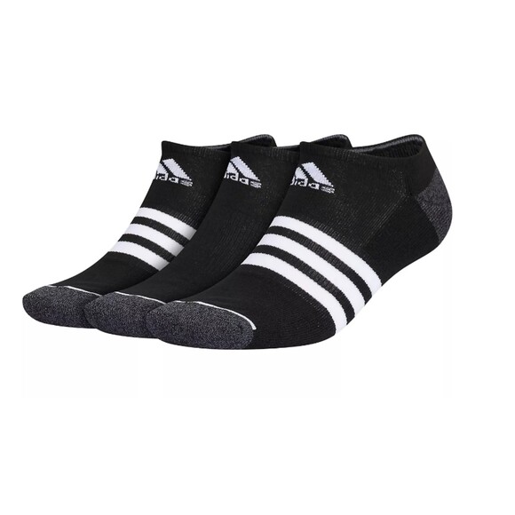 Adidas Men's Cushioned Black No-Show Socks 3-Pack, Size L - New - Picture 1 of 5